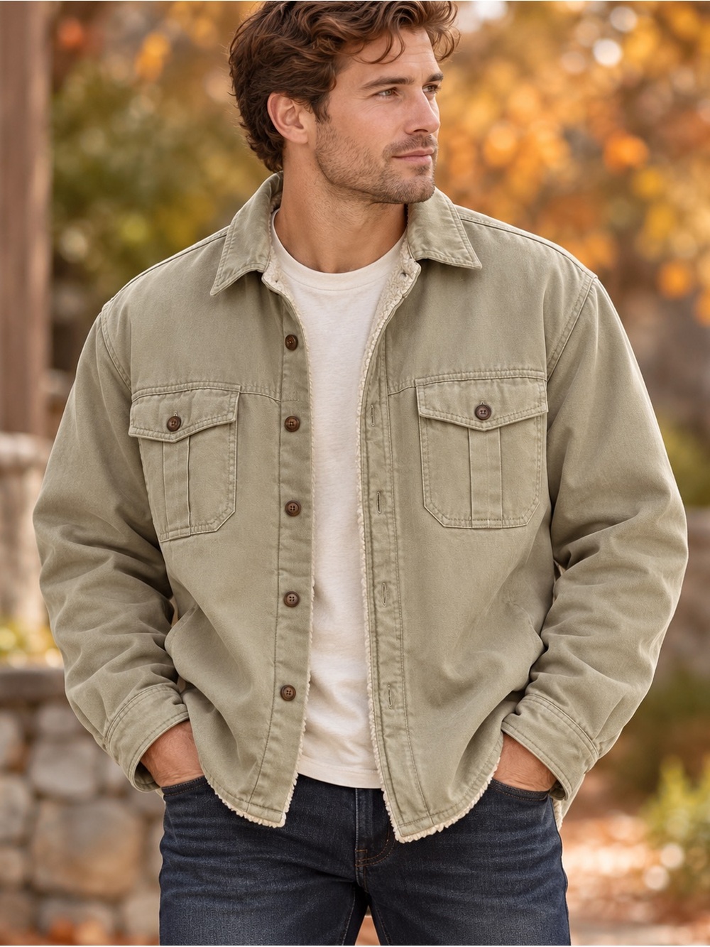 Levi's Khaki Sherpa-Lined Jacket XL